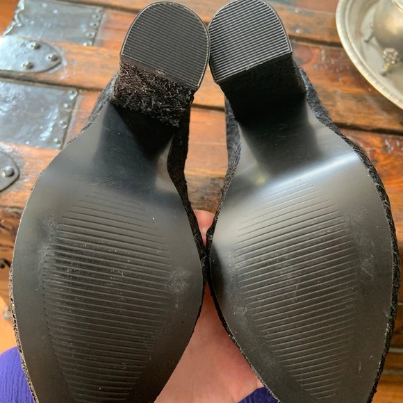 Diba Black Lace Zip-Up High Heel Ankle Booties - Picture 4 of 8